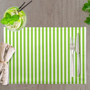 Spring Green White Stripe Kitchen Patio Table Placemat