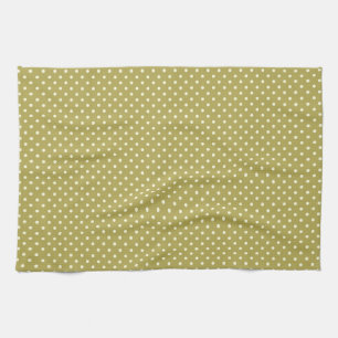 Spring green with small off white polka dots tea towel
