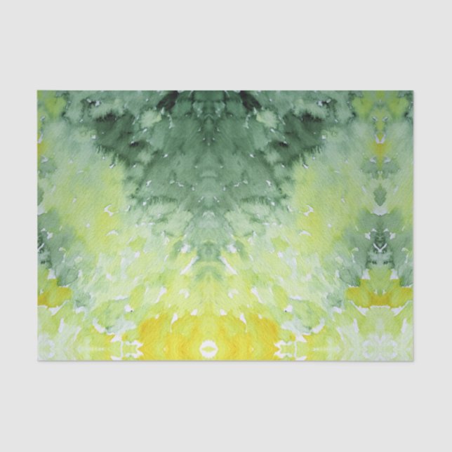 Spring Greens Summer tie dye watercolor Tissue Paper (Front)