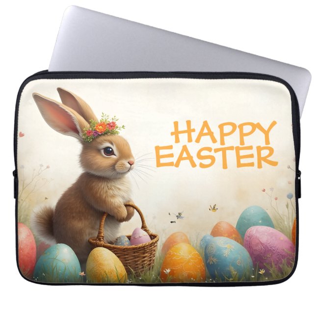 Spring Greetings from the Easter Bunny Laptop Sleeve (Front)