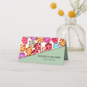 Spring Handmade sewn fabric Flowers Multicolor Appointment Card