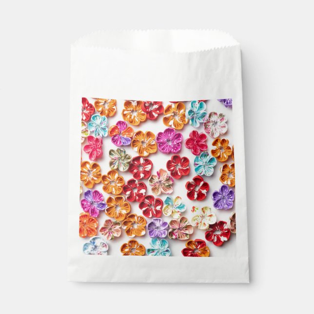 Spring Handmade sewn fabric Flowers Multicolor  Favour Bag (Front)