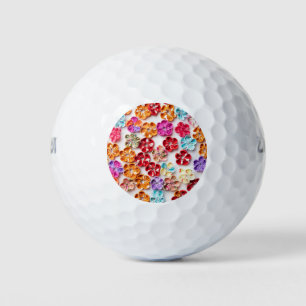Spring Handmade sewn fabric Flowers Multicolor  Golf Balls