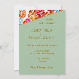 Spring Handmade sewn fabric Flowers Multicolor  Invitation