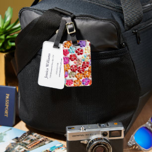Spring Handmade sewn fabric Flowers Multicolor Luggage Tag