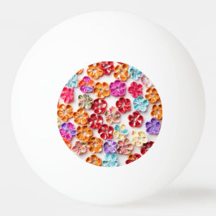 Spring Handmade sewn fabric Flowers Multicolor  Ping Pong Ball