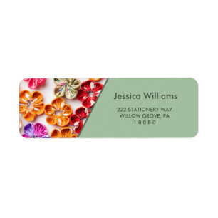 Spring Handmade sewn fabric Flowers Multicolor  Return Address Label