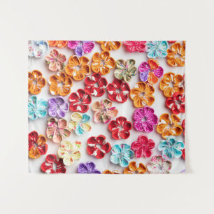 Spring Handmade sewn fabric Flowers Multicolor Tapestry