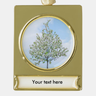 Spring - Happy Easter Gold Plated Banner Ornament