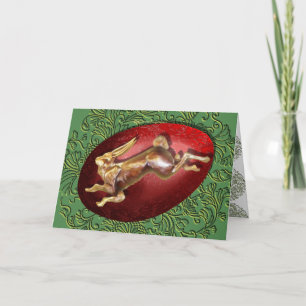 Spring Hare & Red Egg Card