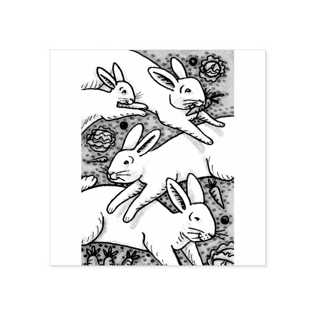 SPRING HARES, BUNNY RABBIT RUBBER STAMP (Imprint)