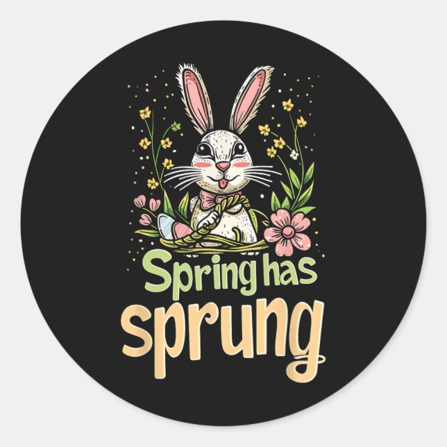 Spring Has Sprung Holiday Easter Funny Graphic Tee Classic Round Sticker (Front)