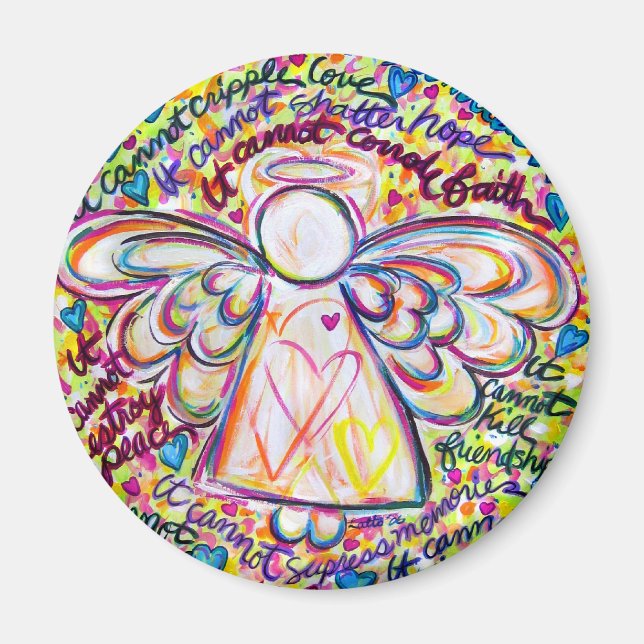 Spring Hearts Cancer Angel Magnet (Front)