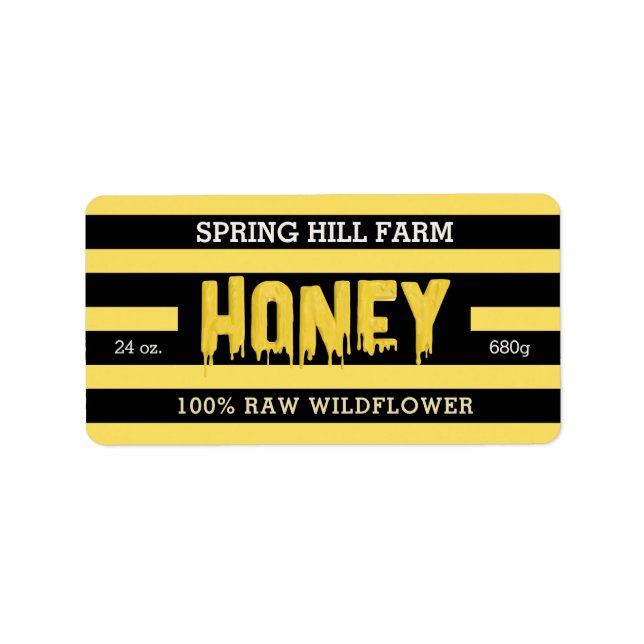 Spring Hill Gold and Black Striped Honey Jar Label (Front)