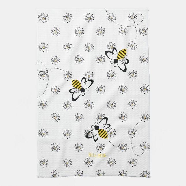 Spring Home Decor with Bees Kitchen Towel (Vertical)