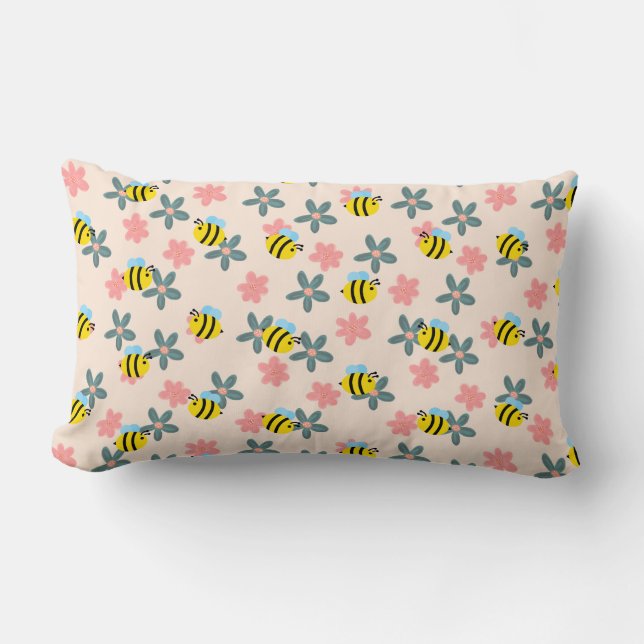 Spring Honey Bee Throw Pillow (Front)