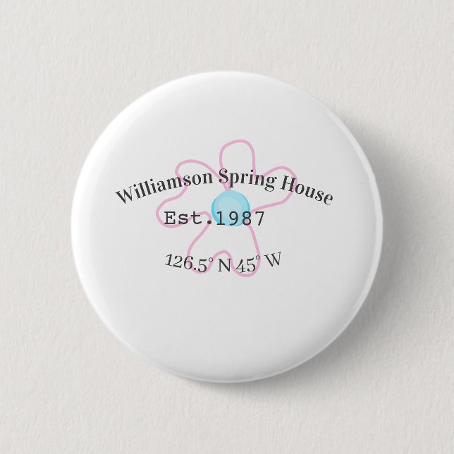 Spring house coordinates latitude longitude name d 6 cm round badge (Front)