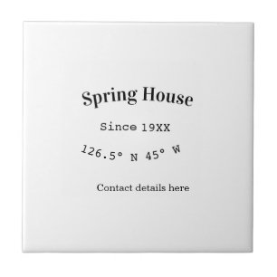 Spring house ets. Date year custom coordinates add Ceramic Tile