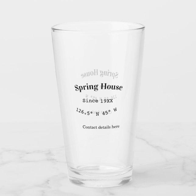 Spring house ets. Date year custom coordinates add Glass (Front)