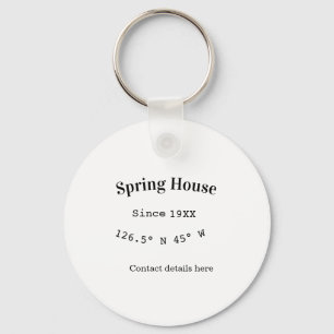 Spring house ets. Date year custom coordinates add Key Ring