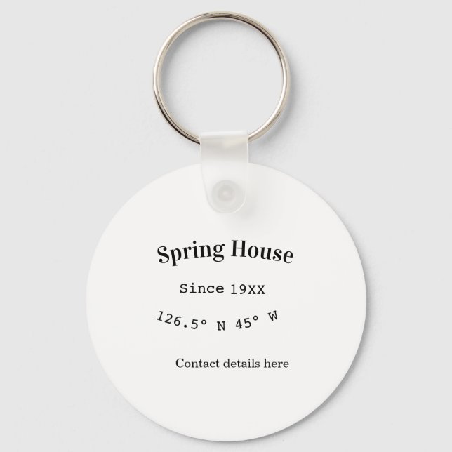 Spring house ets. Date year custom coordinates add Key Ring (Front)