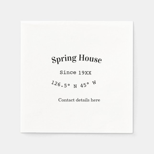 Spring house ets. Date year custom coordinates add Napkin (Front)