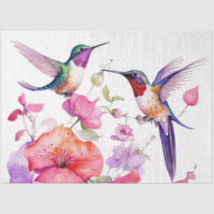 Spring Hummingbirds and Brightly Coloured Flowers  Tissue Paper