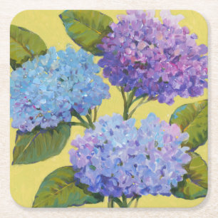 Spring Hydrangeas I Square Paper Coaster