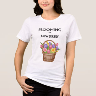 SPRING IN A BASKET WHITE FLORAL WOMEN'S Tri-Blend SHIRT