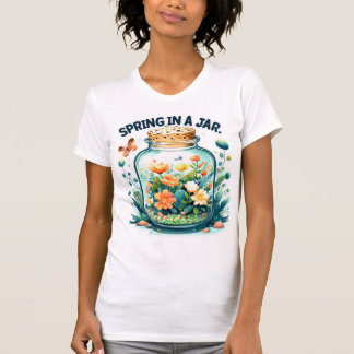 Spring in a Jar: Blossoming Flowers and Vibrant T-Shirt