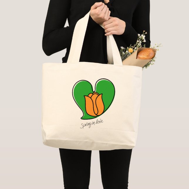 Spring in Love - Orange Tulips   Large Tote Bag (Front (Product))