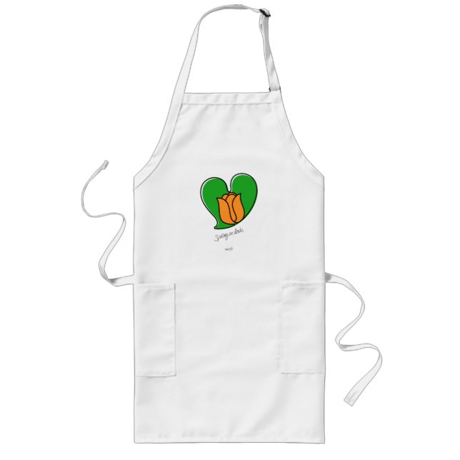 Spring in Love - Orange Tulips Long Apron (Front)