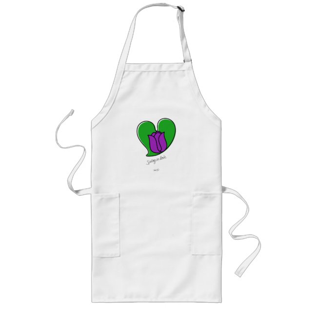 Spring in Love - Purple Tulips Long Apron (Front)