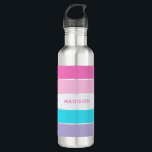Spring In My Step Colour Block Personalised Name 710 Ml Water Bottle<br><div class="desc">This colourful and modern design features a colour-block pattern in shades of pink,  turquoise blue and purple with your personalised name</div>