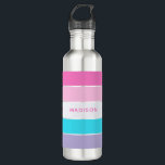 Spring In My Step Colour Block Personalised Name 710 Ml Water Bottle<br><div class="desc">This colourful and modern design features a colour-block pattern in shades of pink,  turquoise blue and purple with your personalised name</div>