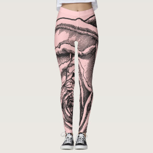 Spring in Paris Botanical Rose on Blush Pale Pink Leggings