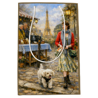 Spring In Paris Poodle  Medium Gift Bag