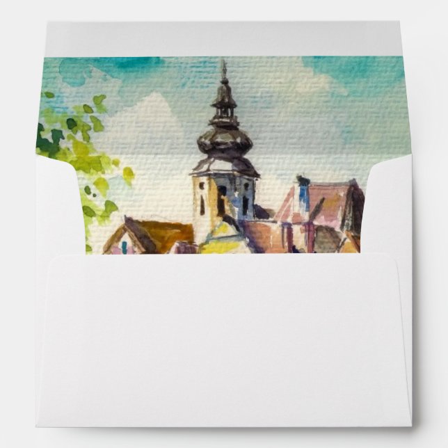 Spring in small city on the river envelopes (Back (Bottom))