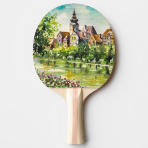 Spring in small city on the river ping pong paddle