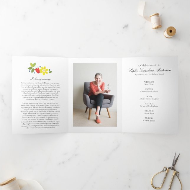 Spring in Stockholm Celebration of Life Program Tri-Fold Invitation (Inside)