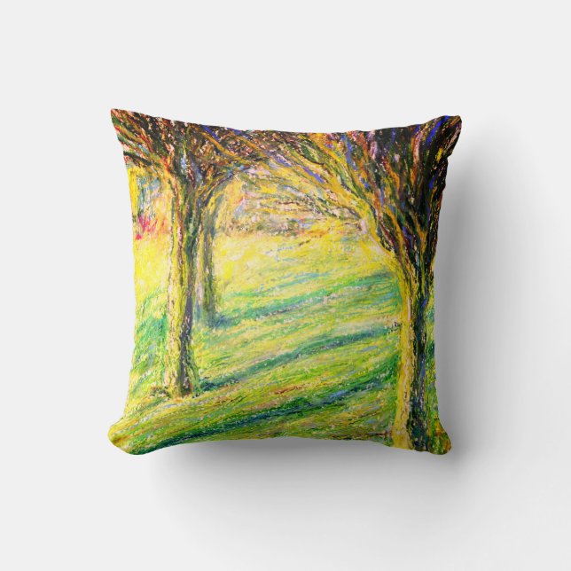 Spring in the Park pastel painting Cushion (Front)