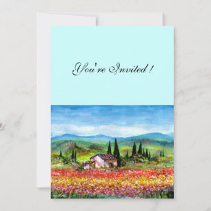 SPRING  IN TUSCANY, bright red pink yellow blue Invitation