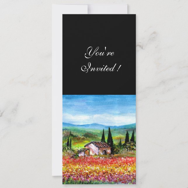 SPRING  IN TUSCANY, bright red pink yellow blue Invitation (Front)