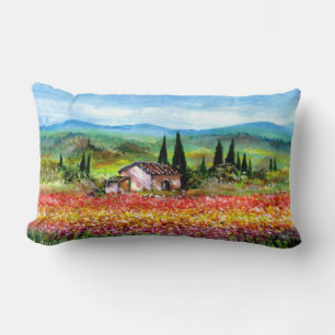 SPRING IN TUSCANY / COLORFUL FLOWER FIELDS LUMBAR CUSHION