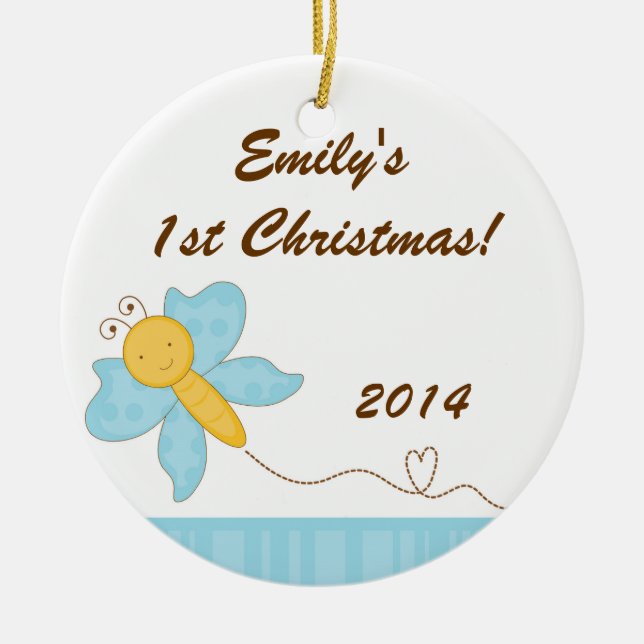 Spring Insect Butterfly Personalised Name Ornament (Front)