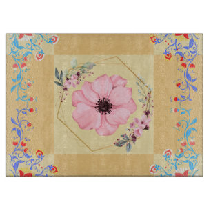 Spring Inspired Design, Orange Floral Graphic Art Cutting Board