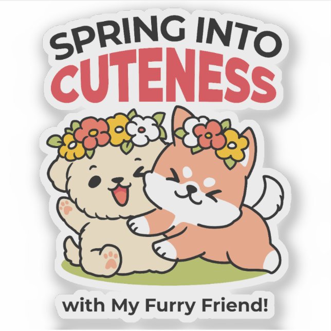 Spring Into Cuteness – Adorable Dog Illustration  (Front)