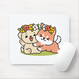 Spring Into Cuteness – Adorable Dog Illustration  Mouse Pad