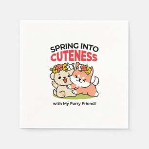 Spring Into Cuteness – Adorable Dog Illustration  Napkin