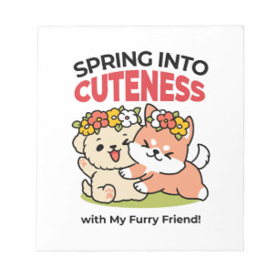 Spring Into Cuteness – Adorable Dog Illustration Notepad